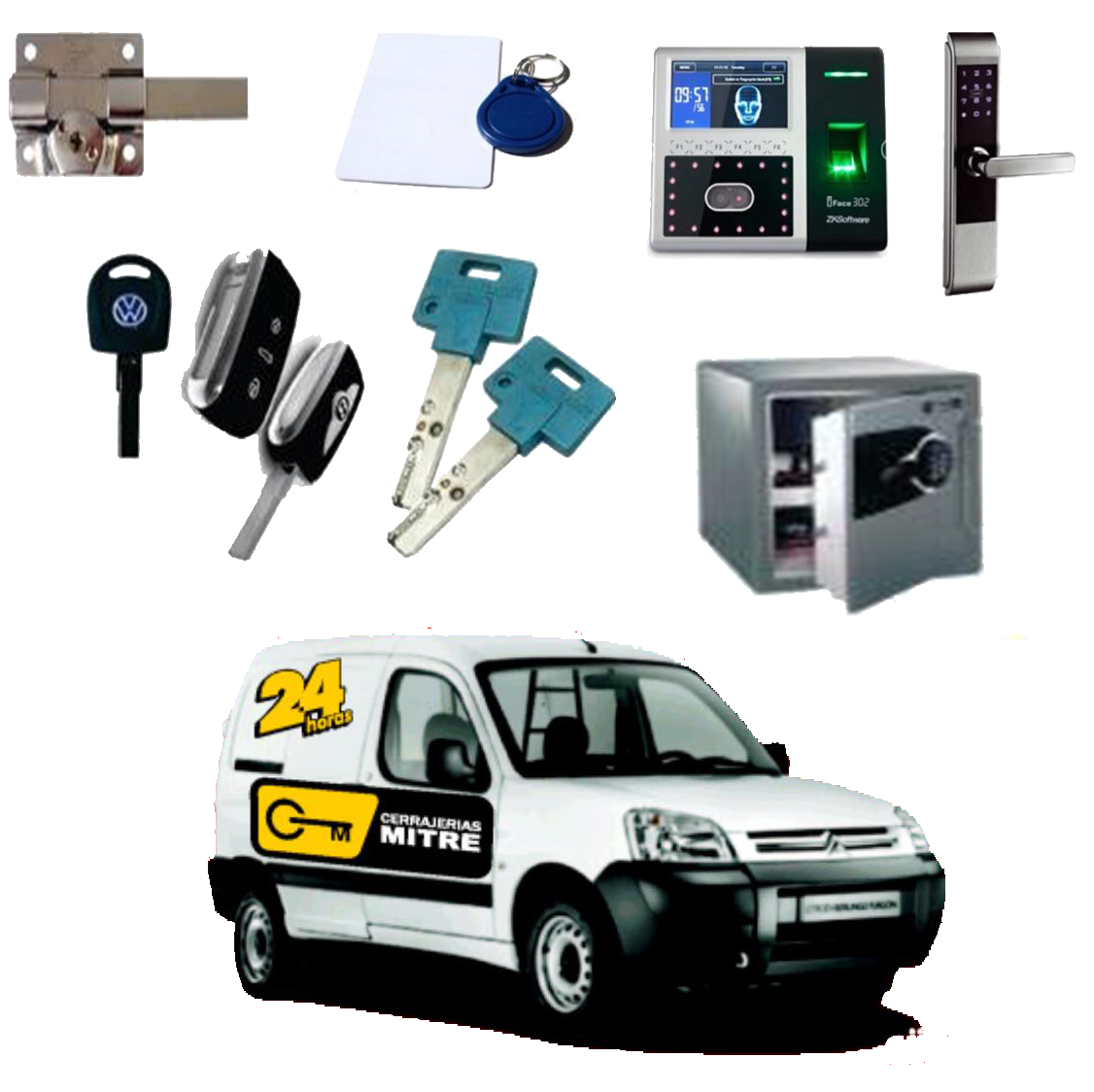 Contamos con diferentes productos de seguridad, como cerraduras biométricas, cajas fuertes, llaves codificadas, aperturas de cerraduras. Servicio a domicilio y urgente